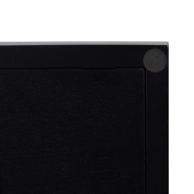 Elegant Black and Gold Rectangular Wooden Tray with Polished Handles, 24x10