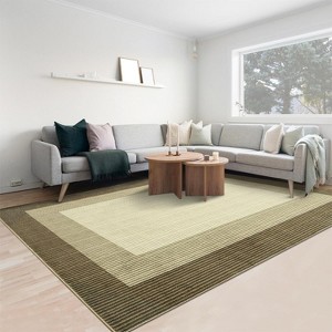 Low-Pile Washable Bordered Area Rug for Living Room Bedroom Dining Room, Non-Slip Stain Resistant Non-Shedding Carpet Geometric Floor Decor - 1 of 4