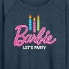 Women's - Barbie - Let's Party Lightweight French Terry Wide Neck Long Sleeve Shirt - 2 of 4