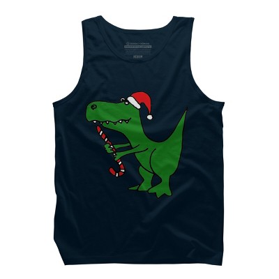 Men's Design By Humans Funny Christmas Green T-rex Dinosaur By SmileToday Tank Top