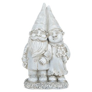 NAT & JULES Gnome 12 inch Resin Stone Garden Statue (Married Gnome Couple) - 1 of 4