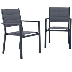 Garvee Patio Stackable Chairs Set of 2, Outdoor Aluminum Stacking Dining Chairs with Textilene Fabric for Outdoor, Patio, Deck, BackyardG - 1 of 4