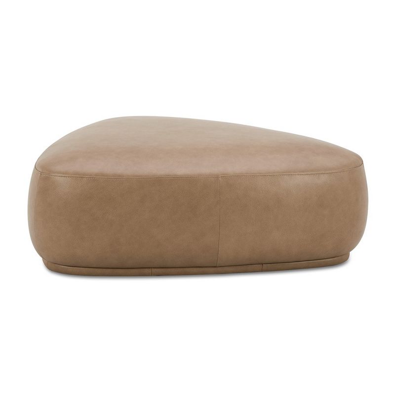 Pebble 44" Rounded Triangle Cocktail Ottoman, Tuscan Tan Brown Top Grain Leather, 2 of 7