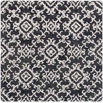 SAFAVIEH Blossom BLM678B Hand-hooked Black / Multi Rug 6' square, 6' square  - Fry's Food Stores