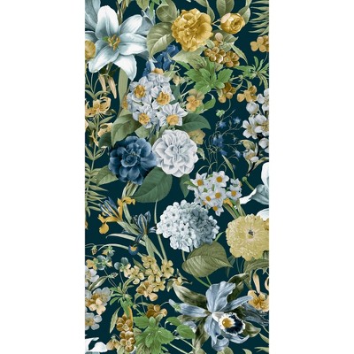 Midnight Garden Flora Blue and Green Wallpaper Roll