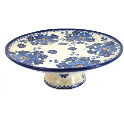 Blue Rose Polish Pottery Daisy Surprise Cake Plate