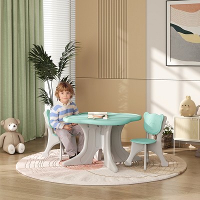 VYNXARIA Kids Table and Chairs Set, 3 Piece Toddler Table and Chair Set for 3-6 Years Old, Light Blue