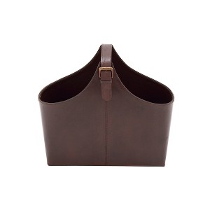 14" x 16" Traditional Leather Magazine Holder with Belt Strap Handle - Olivia & May - 1 of 4