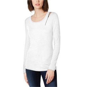 I.N.C International Concepts Womens Zipper Detail Basic T-Shirt, White, X-Large - 1 of 1