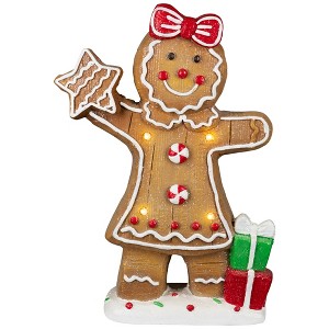 Northlight Lighted Gingerbread Cookie Girl Christmas Decoration - 14.5" - 1 of 4