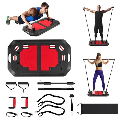 Costway Portable Home Gym Full Body Workout Equipment w/ 8 Exercise Accessories, Black