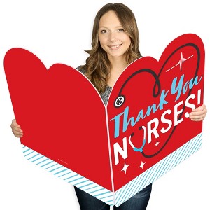 Big Dot of Happiness Thank You Nurses - Nurse Appreciation Week Giant Greeting Card - Big Shaped Jumborific Card - 1 of 4