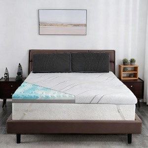 Dyonery Extra Firm 4" Mattress Topper Full Size, Cooling  Gel & Bamboo Memory Foam Mattress Topper, 74x53in - 1 of 4