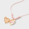 Girls' Pink Bow Locket Necklace - Cat & Jack™ Pink - image 3 of 4