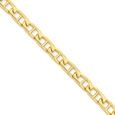 Black Bow Jewelry 14k Yellow Gold, 7.0mm Anchor Link Chain Bracelet, 8 Inch
