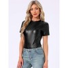Allegra K Women's Party Metallic Short Sleeve Textured Shiny T-shirts - 2 of 4