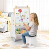 Costway 4-in-1 Kids Art Easel with Stool with Magnetic Whiteboard Chalkboard & Paper Roll Gray/Natural - 2 of 4