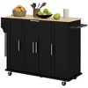 HOMCOM Kitchen Island on Wheels, Rolling Kitchen Cart with Solid Wood Top, Drawer, Spice Rack, Storage Cabinet with Adjustable Shelves - 4 of 4