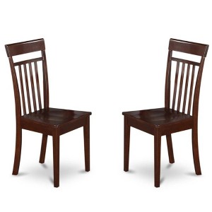 FurniFact,Elegant Wooden Dining Chairs – Slatted Back, Set of 2, Brown Finish - 1 of 4
