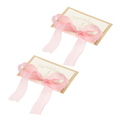 Unique Bargains Wedding Vows Books Ribbon Card 6.7x4.7 Inch 2 Pcs