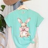 Bunny Watercolor With Bow - Women's Garment Dyed Graphic T-Shirt - 3 of 4