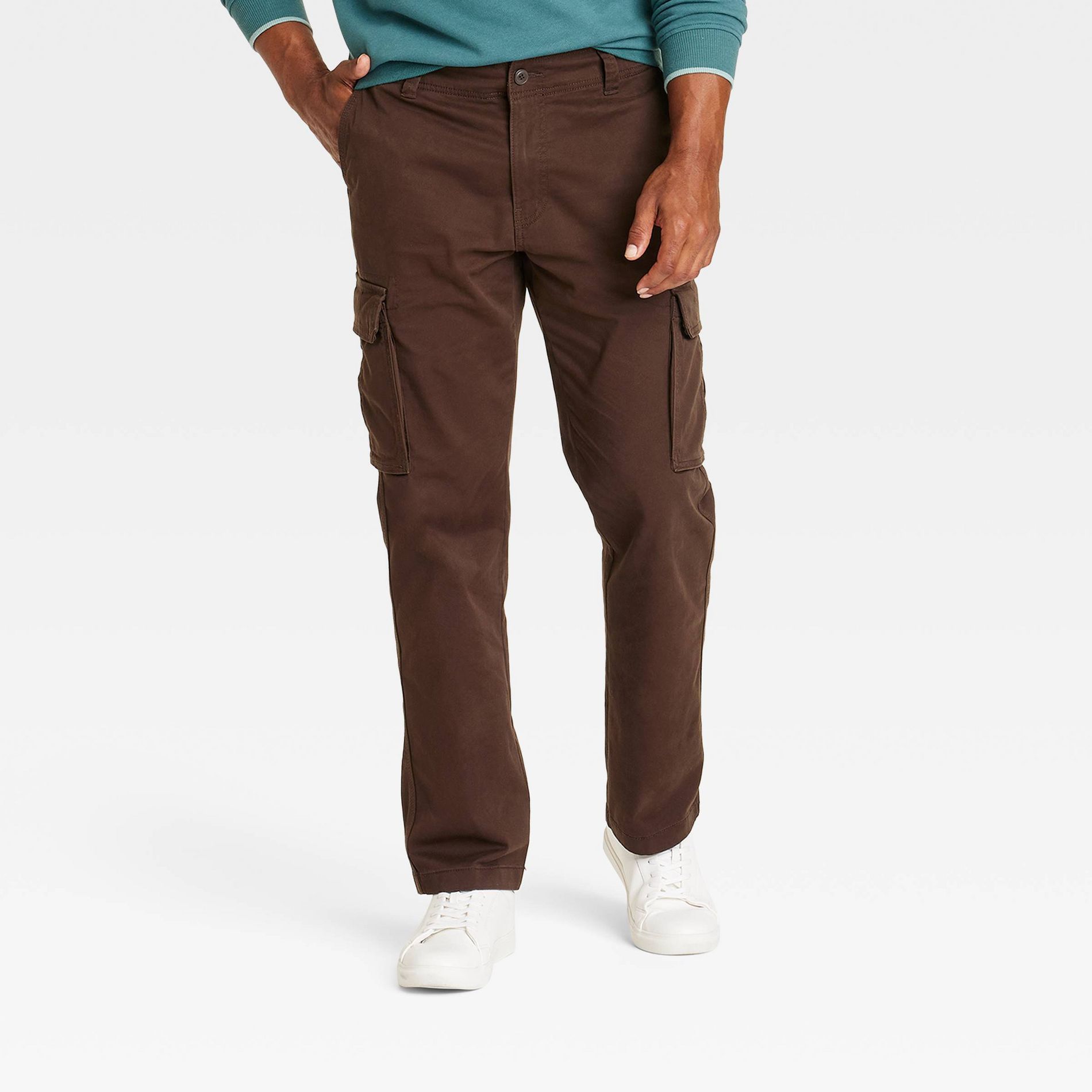 Men's Straight Fit Cargo Pants - Goodfellow & Co™ Brown 42x28