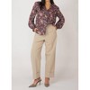 Women's Fall Floral Ruffle Detail Tie Front Blouse - BLACK TAPE - 4 of 4