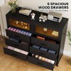 Dresser for Bedroom with LED Lights and Charging Station, 6 Drawer Double Dresser with 2 Shelves - 3 of 4