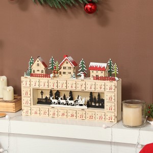 YOOCOZZ Playful Christmas Decoration - Xmas Wooden Advent Calendar House with 24 Countdown Drawers, LED Lights and Warm Atmostphere,  Battery-powered - 1 of 4