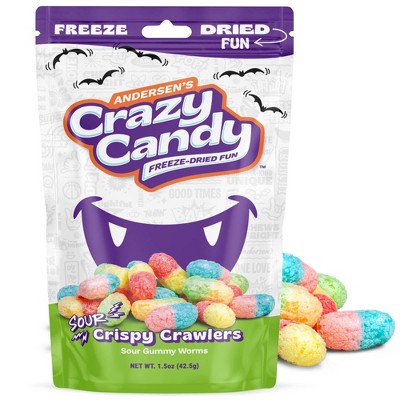 Crazy Candy Freeze Dried Halloween Candy - Sour Crispy Crawlers - 1.5oz