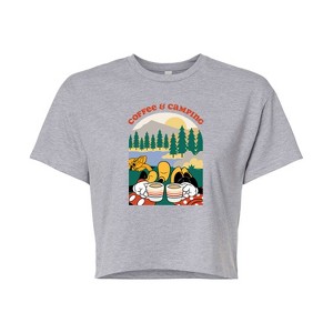 Women's - Disney - Coffee And Camping Cropped Graphic T-Shirt - 1 of 4