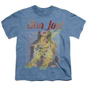 Bon Jovi Slippery When Wet Girl Kids T Shirt For Youth, Carolina Blue - 1 of 3