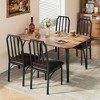 Dining Table Set for 4, Kitchen Table and Chairs for 4 with with Chamfer Design, 5 Piece Dining Room Table Set with Cushion Seats - 2 of 4