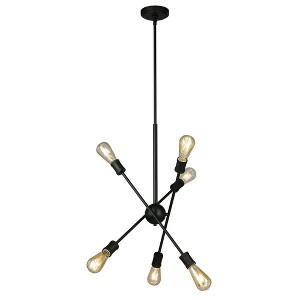 EGLO 6-Light Etris Row Open Bulb Pendant Black: Vintage-Inspired, Adjustable Arms, Steel Body - 1 of 4