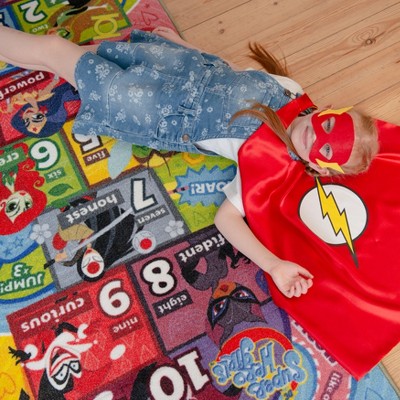 DC Super Hero Girls Educational Hopscotch Rug, 2' 7" x 6' 0"