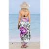LA LEELA Women's Wrap Swimwear Cover up Sarong Wraps One Size Purple Floral - 3 of 4