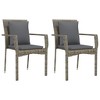 vidaXL 3 Piece Patio Dining Set with Cushions Black and Gray Poly Rattan - 4 of 4
