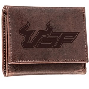 Evergreen NCAA South Florida Bulls Brown Leather Trifold Wallet Officially Licensed with Gift Box - 1 of 1