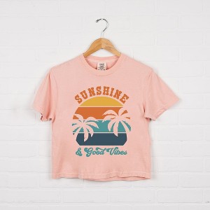 Simply Sage Market Women's Sunshine and Good Vibes Short Sleeve Relaxed Fit Cropped Tee - 1 of 3