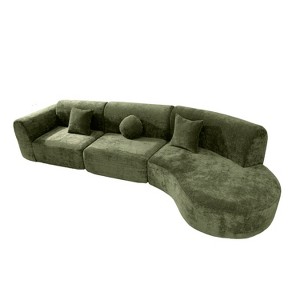 Maliang 140" Modern Curved Sectional Sofa with High-Density Fully Compressed Sponge, 3-Piece Set, Fully Assembled, Right Hand Facing - 1 of 4