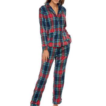 ADR Women's Soft Warm Fleece Pajamas Lounge Set, Long Sleeve Top and Pants, PJ