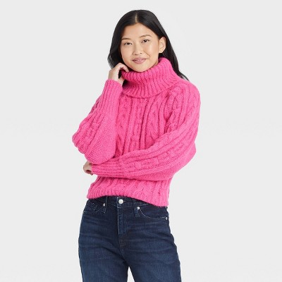 Women's Turtleneck Cable Knit Pullover Sweater - A New Day™