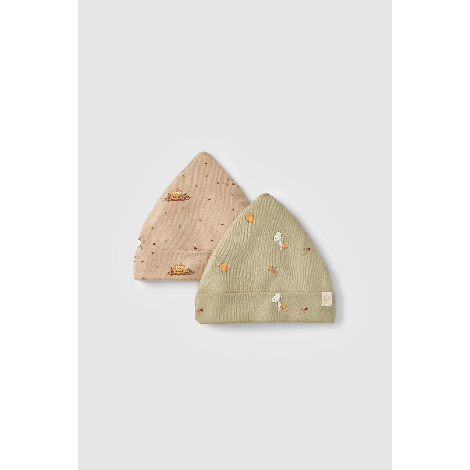 Baby 2pk Little Snoopy Halloween Cap Set - Tan/Green Newborn
