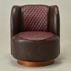 KINWELL Two-Tone Tufted Leather Swivel Chair, 29" W Top-Grain Genuine Leather Upholstered Accent Chair - 3 of 4