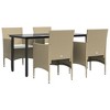 vidaXL Patio Dining Set Outdoor Dining Set Table and Chair Set for Garden - 63" Table Length Beige and Black 4 Items - 3 of 4