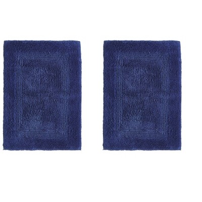 Lux Premium 100% Cotton Tufted Solid Reversible 2 PC Bath Rug Set – Ultra-Soft, Water-Absorbent, Durable, Machine Washable Bathroom Rug