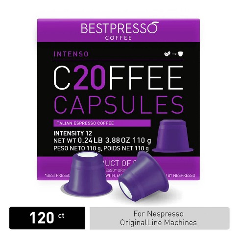 Coffee For Nespresso Original Machine 120 Pods Certified Genuine Espresso Intenso Intensity), Pods Compatible With Nespresso Target