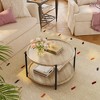 coucheta Wooden Round Coffee Table for Living Room, 29.3" 2-Tier Rustic Wood Desktop & Sturdy Metal Legs, Modern Design with Storage Open Shelf - 2 of 4