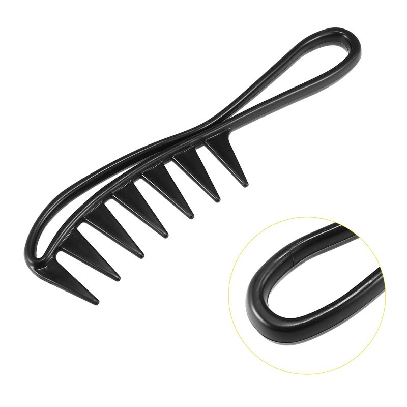 Unique Bargains Afro Wide Tooth Comb Large Hair Fork Comb Hairdressing Styling Tool for Curly Hair for Men Women Plastic Black, 3 of 5