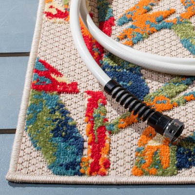 Ivory and Multicolor Tropical Floral Reversible Area Rug